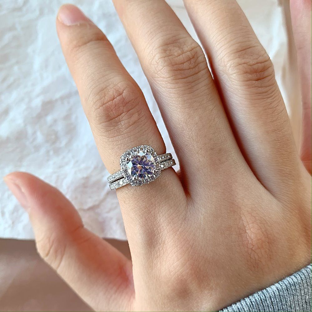 S925 Sterling Silver High Carbon Diamond Ring Can Be Split