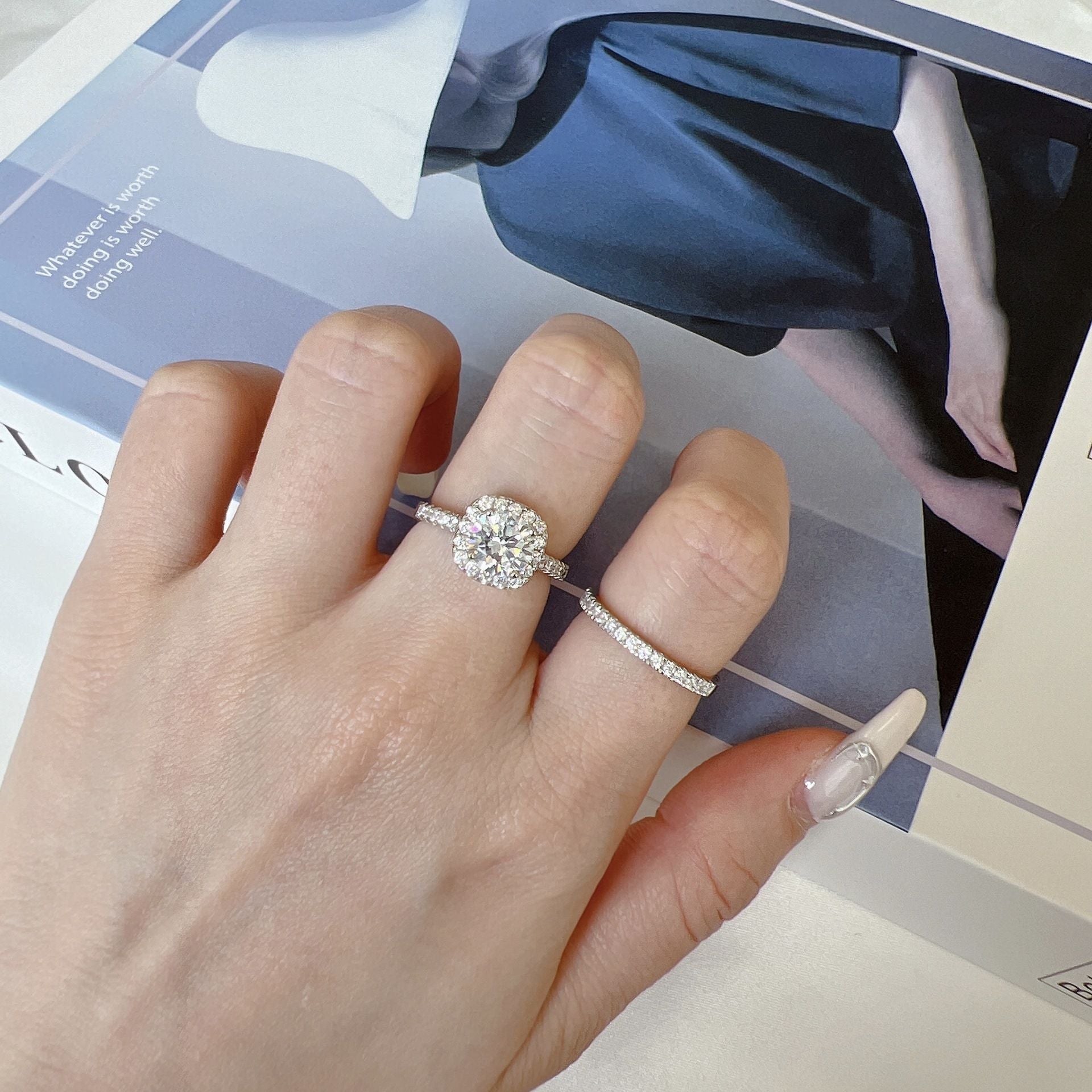 S925 Sterling Silver High Carbon Diamond Ring Can Be Split