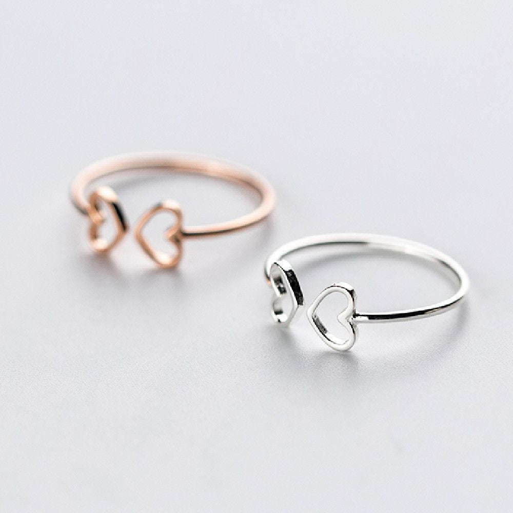 Women's Hollow Heart Fashion Silver Ring
