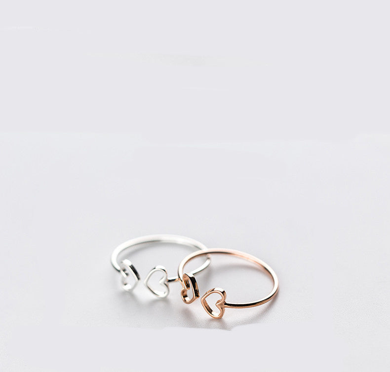 Women's Hollow Heart Fashion Silver Ring