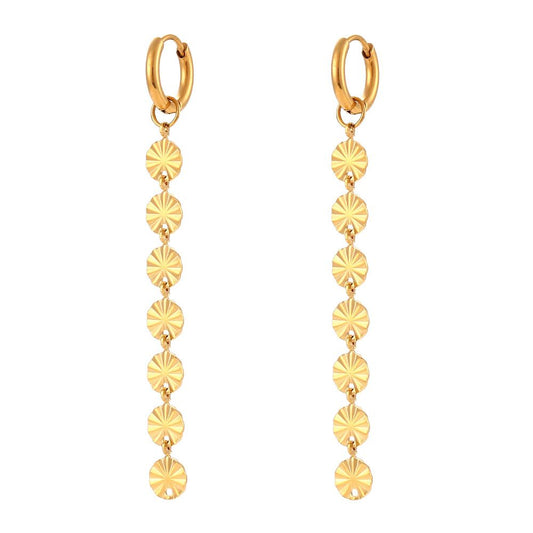 Stainless Steel Plated 18K Long Snowflake Chain Earrings