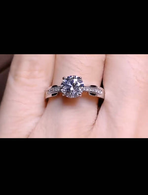 One Carat Moissanite Ring 925 Silver Platinum Plated Simple Style