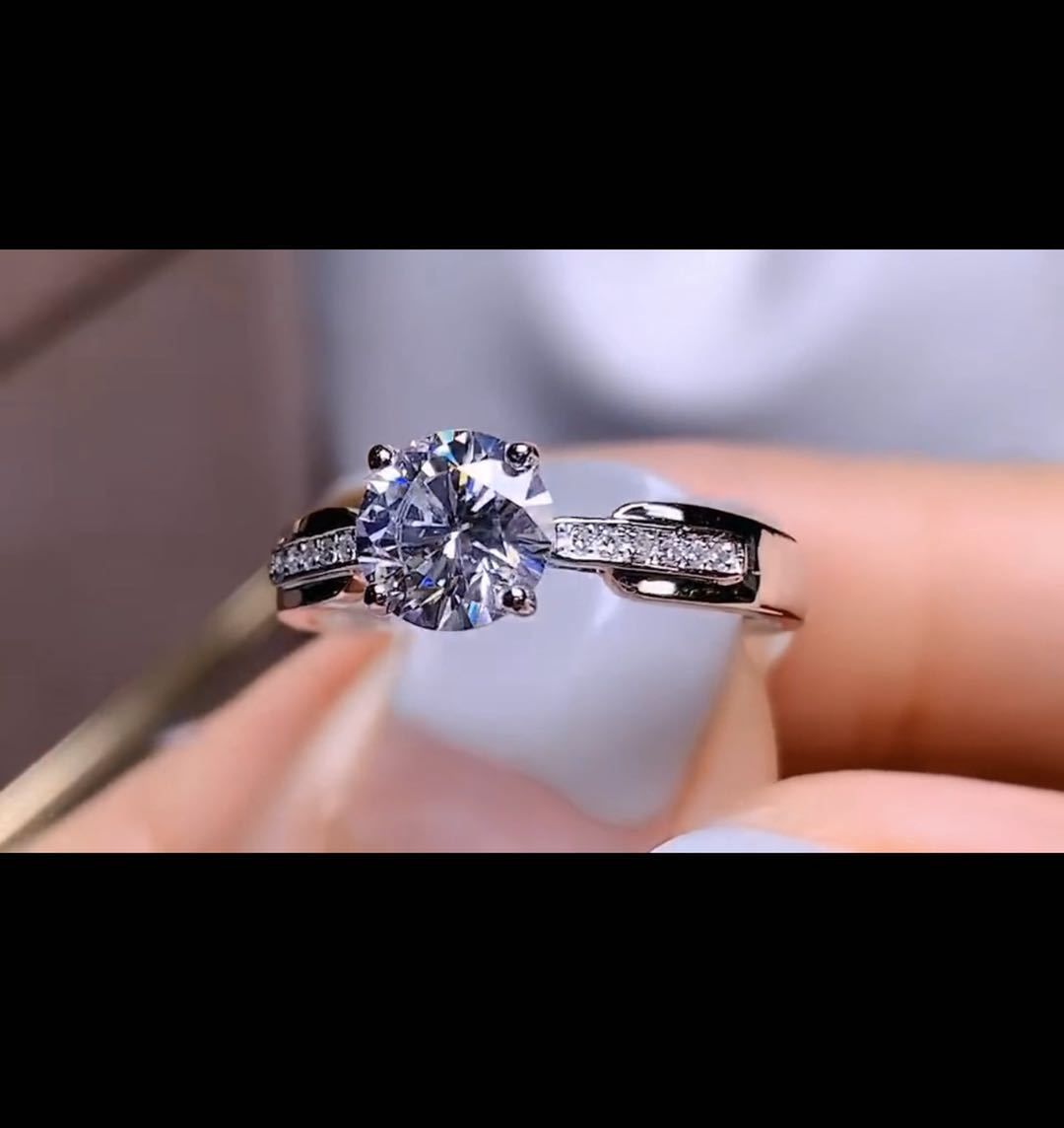 One Carat Moissanite Ring 925 Silver Platinum Plated Simple Style