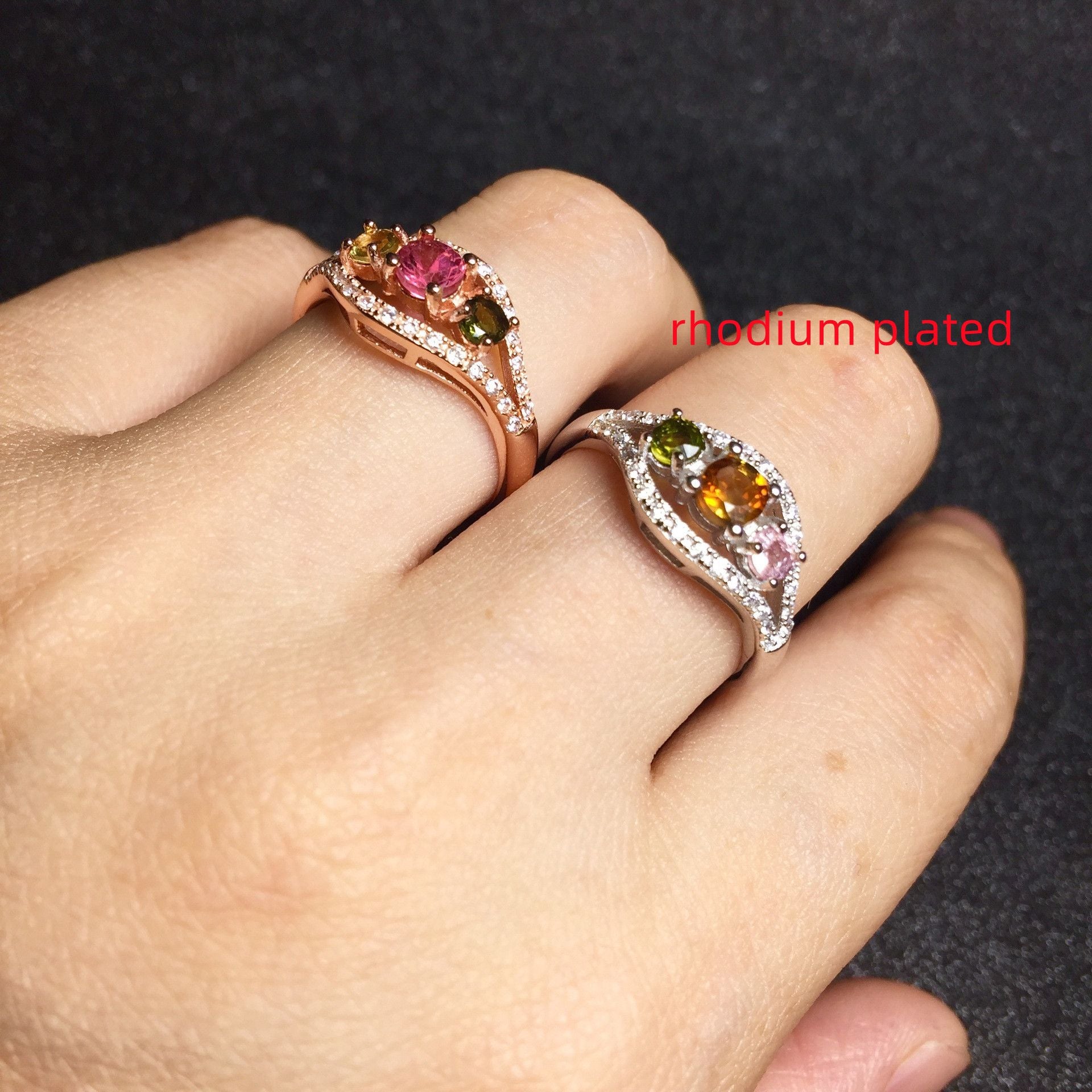 Ladies Fashion Set Natural Tourmaline Ring