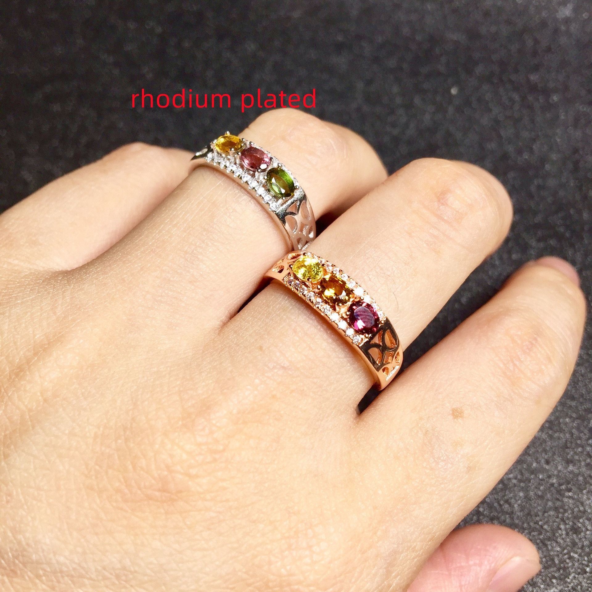 Ladies Fashion Set Natural Tourmaline Ring