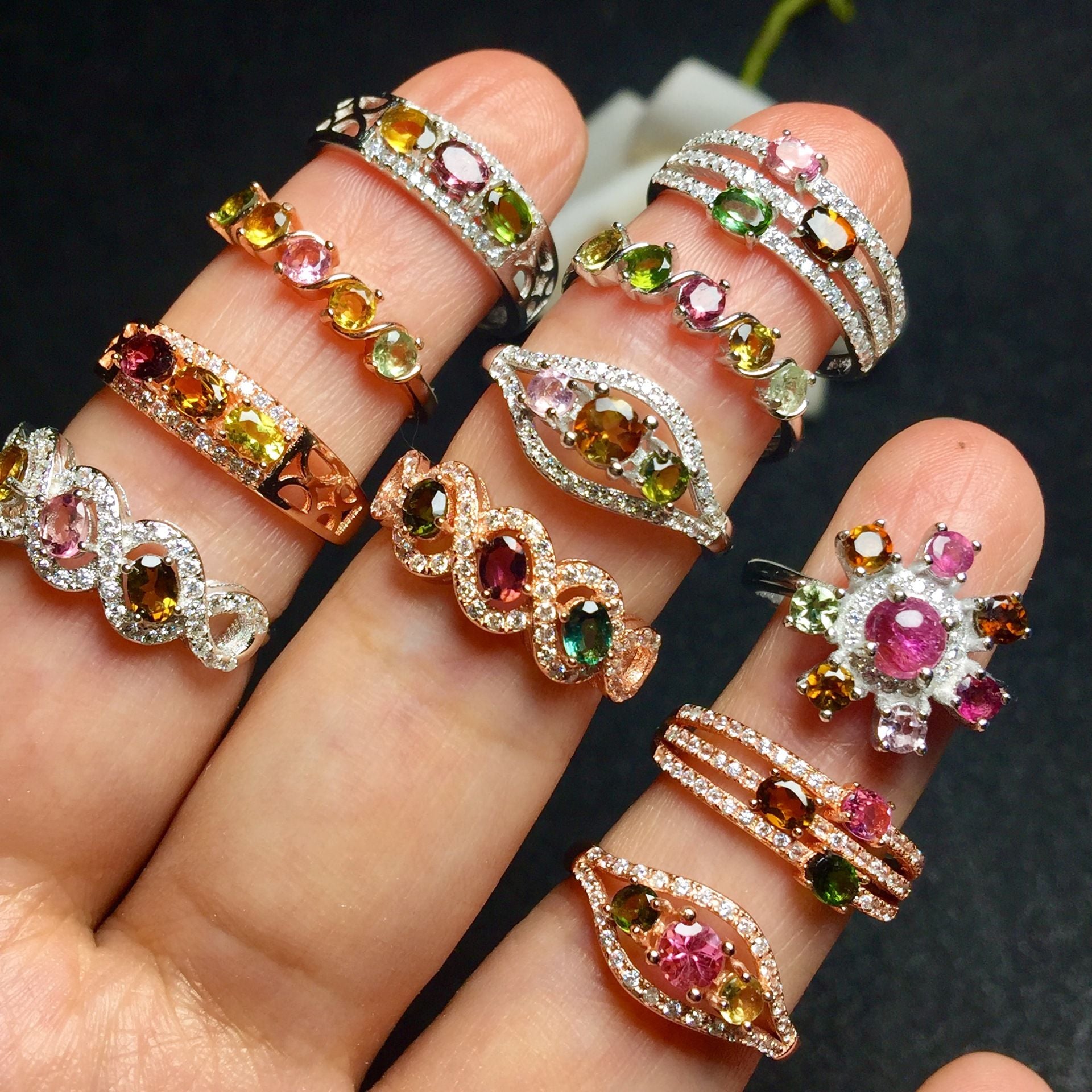 Ladies Fashion Set Natural Tourmaline Ring