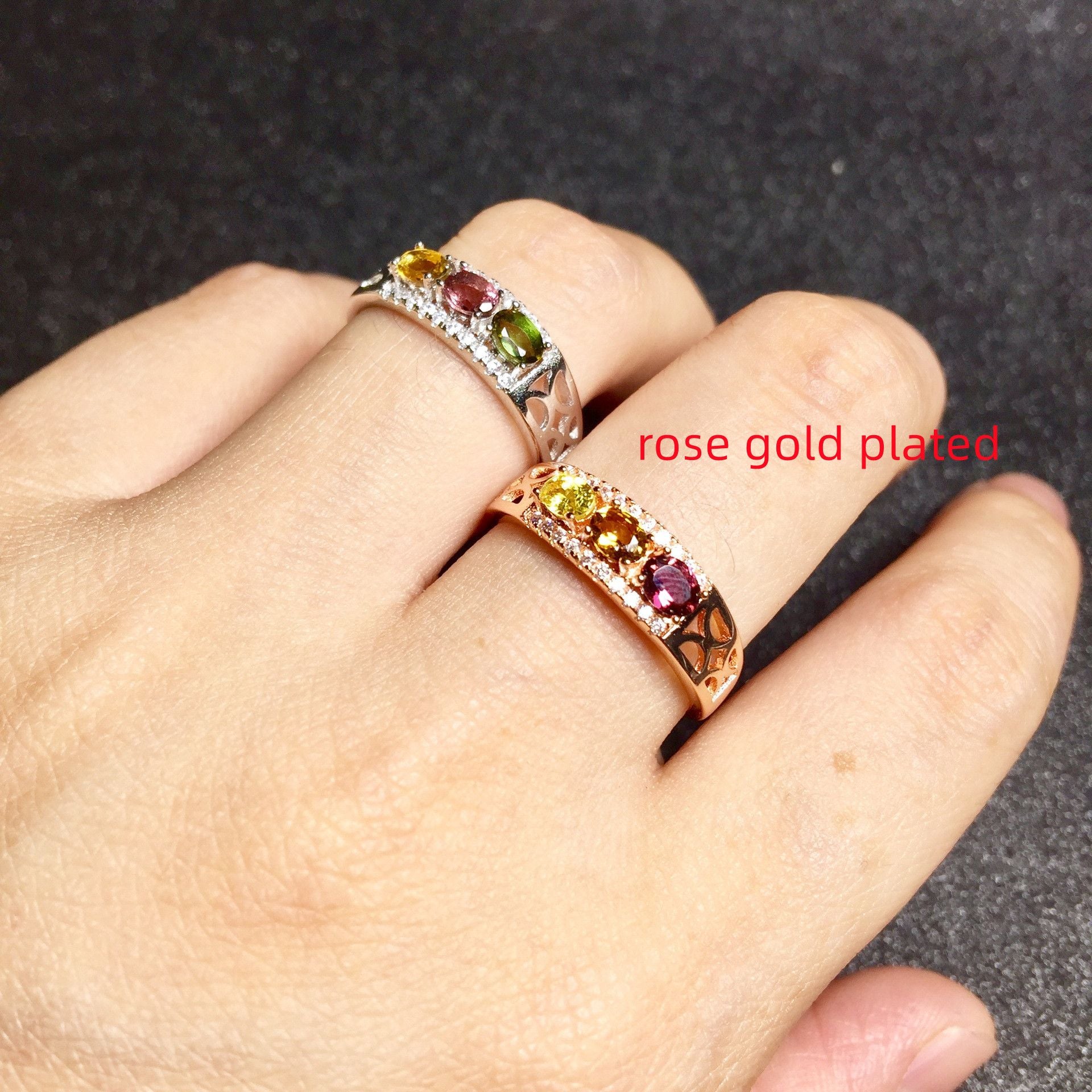 Ladies Fashion Set Natural Tourmaline Ring