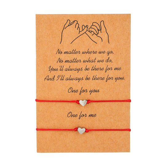 Simple Heart Shaped Wax Thread Braided Blessing Card Bracelet