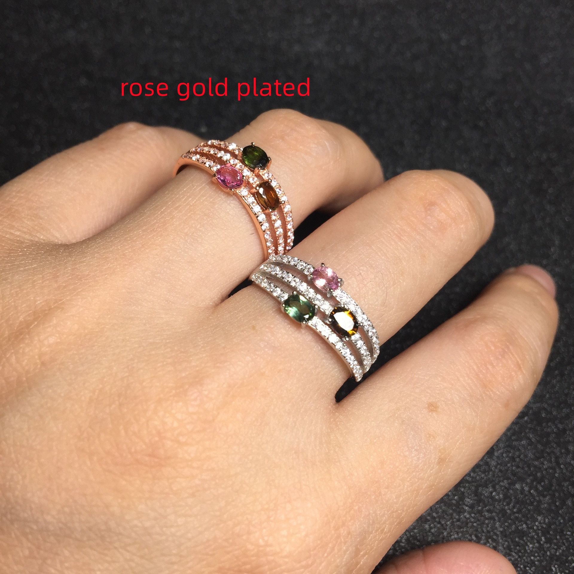 Ladies Fashion Set Natural Tourmaline Ring