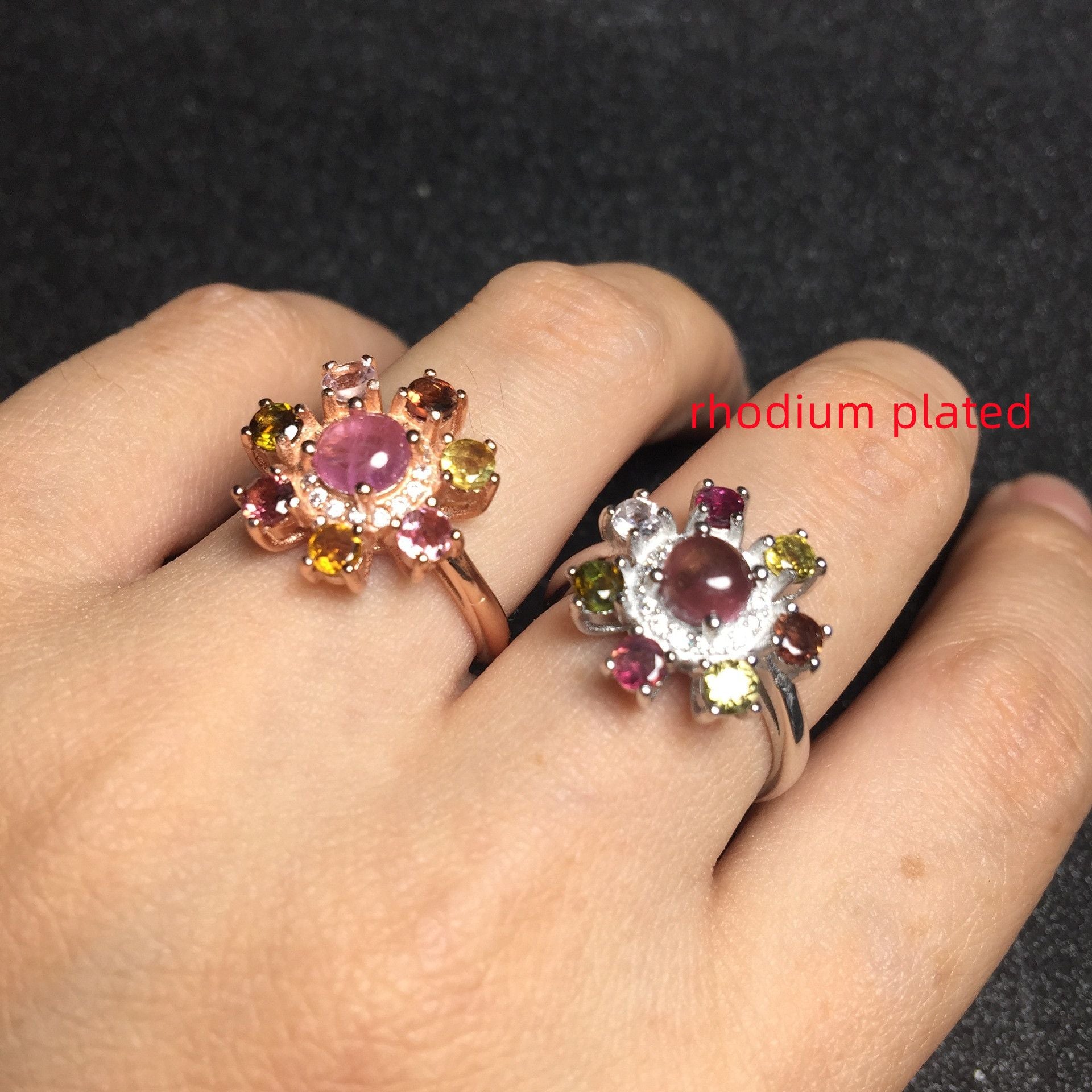 Ladies Fashion Set Natural Tourmaline Ring