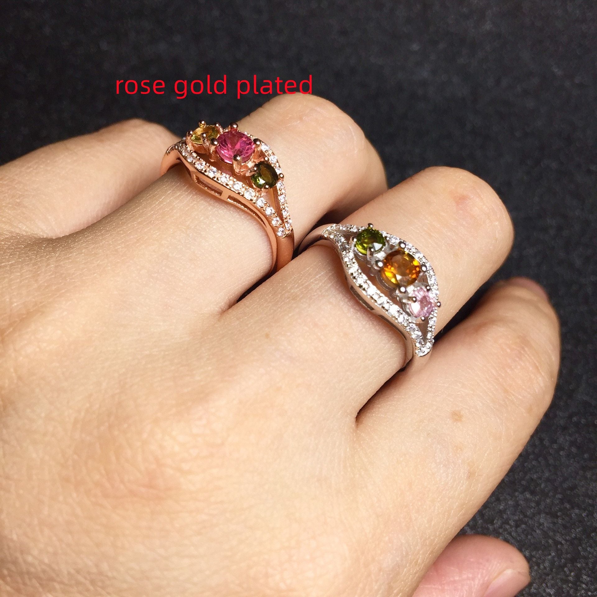 Ladies Fashion Set Natural Tourmaline Ring