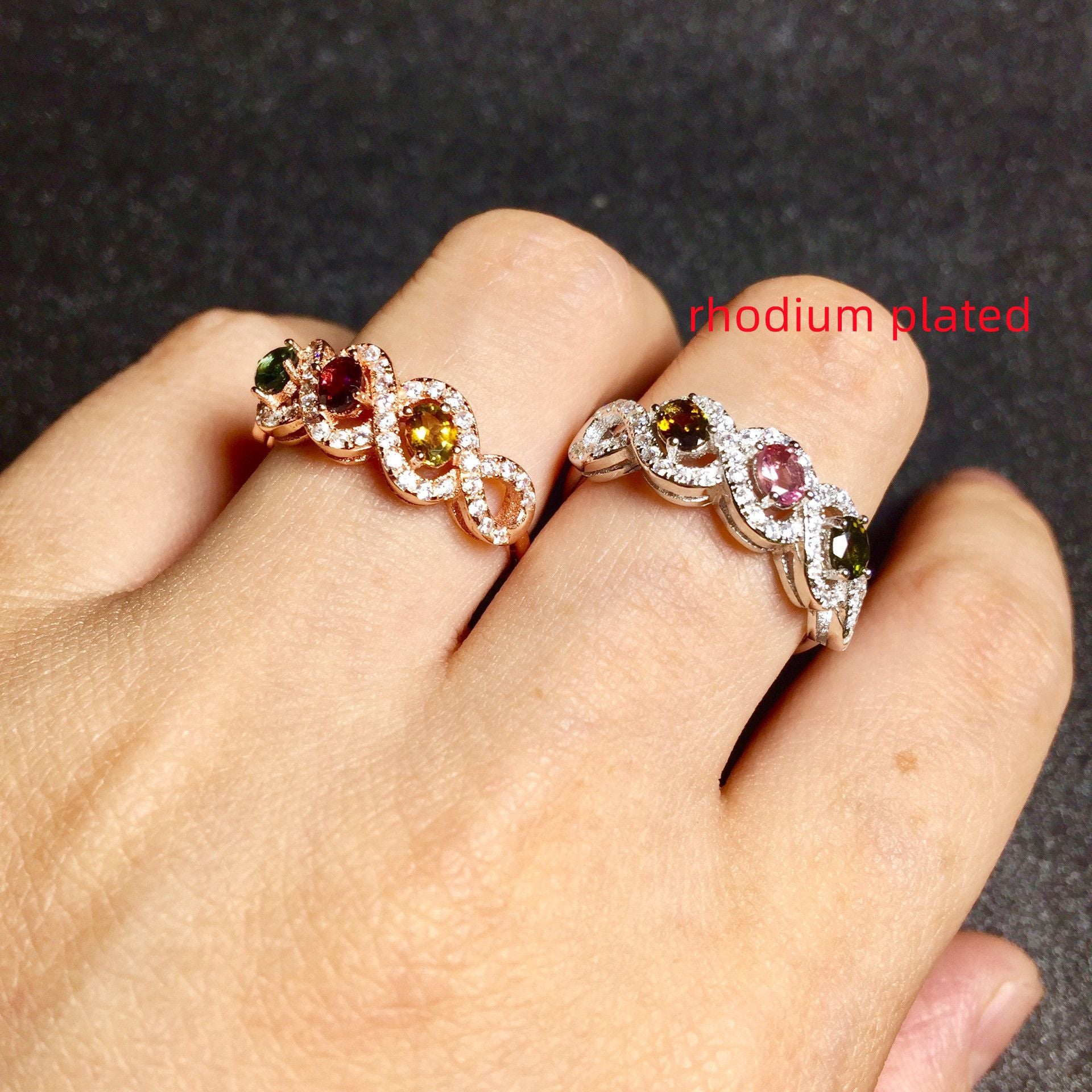 Ladies Fashion Set Natural Tourmaline Ring