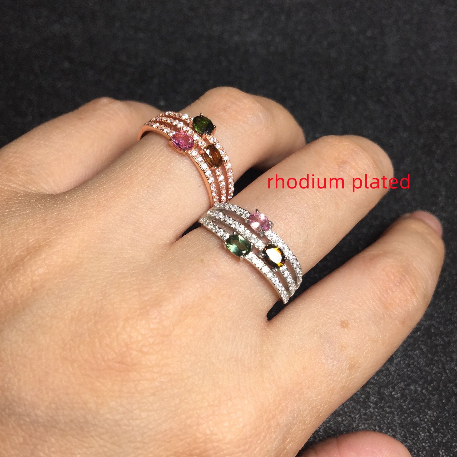 Ladies Fashion Set Natural Tourmaline Ring