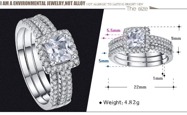 Four-prong Group Set Women's Simple Engagement Ring