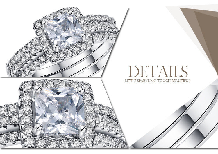 Four-prong Group Set Women's Simple Engagement Ring