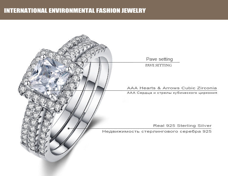 Four-prong Group Set Women's Simple Engagement Ring