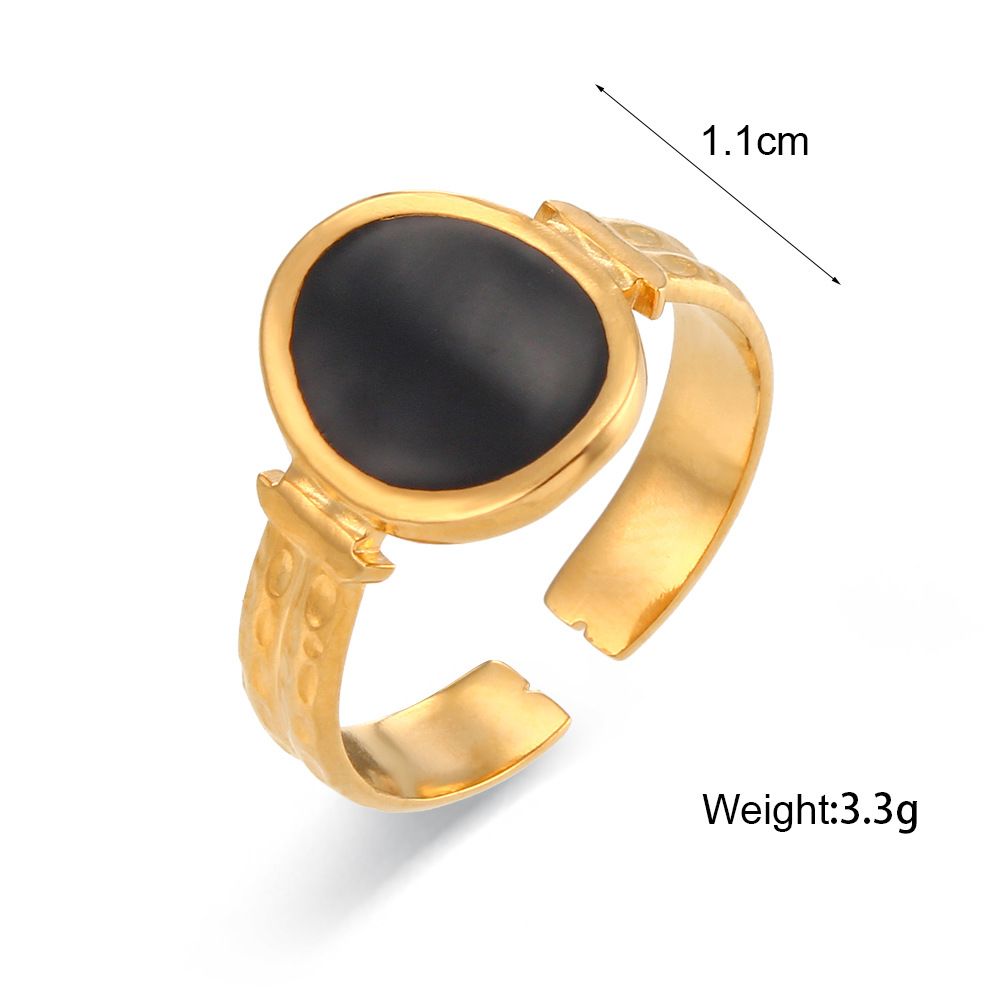 Black And White Drip Oil Sun Moon Star Three-tier Ring