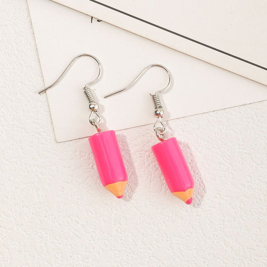 Fashion Cute Little Pencil Earrings Personality Funny Handmade