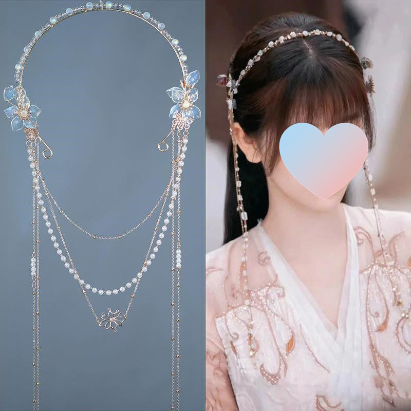 Antique Hanfu Headdress Long Fringed Headband