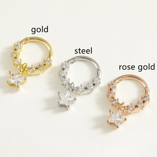 Planet Series Five-pointed Star Accessories Titanium Steel Nose Ring