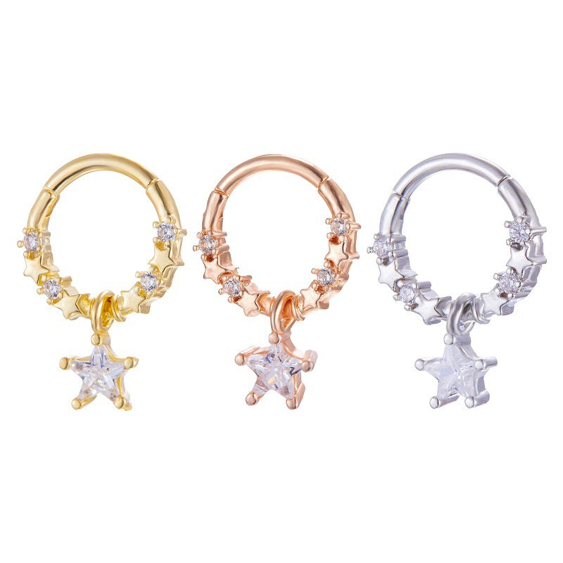 Planet Series Five-pointed Star Accessories Titanium Steel Nose Ring