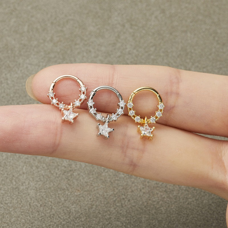 Planet Series Five-pointed Star Accessories Titanium Steel Nose Ring
