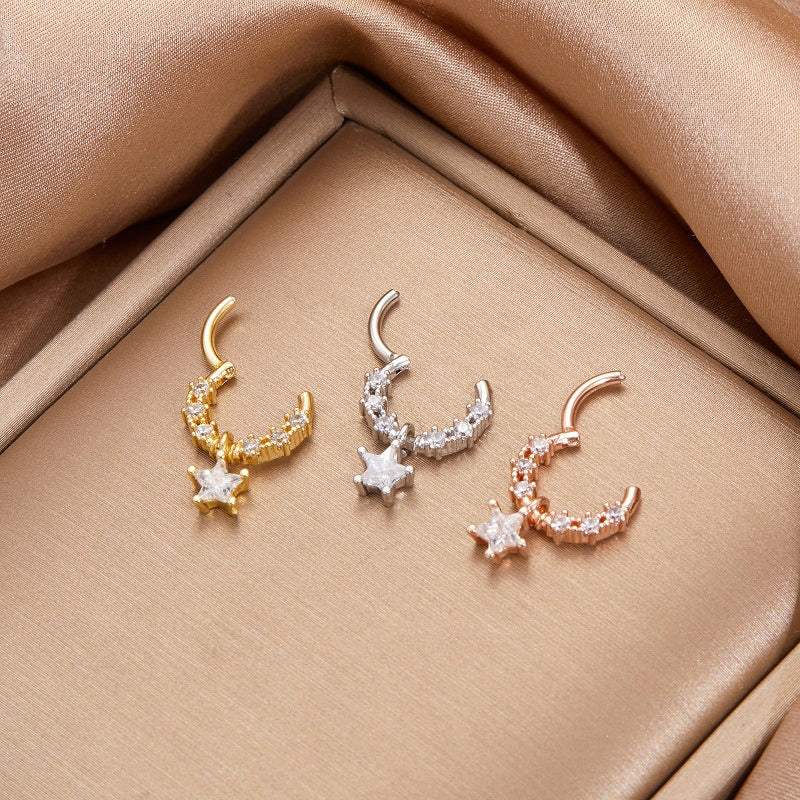 Planet Series Five-pointed Star Accessories Titanium Steel Nose Ring