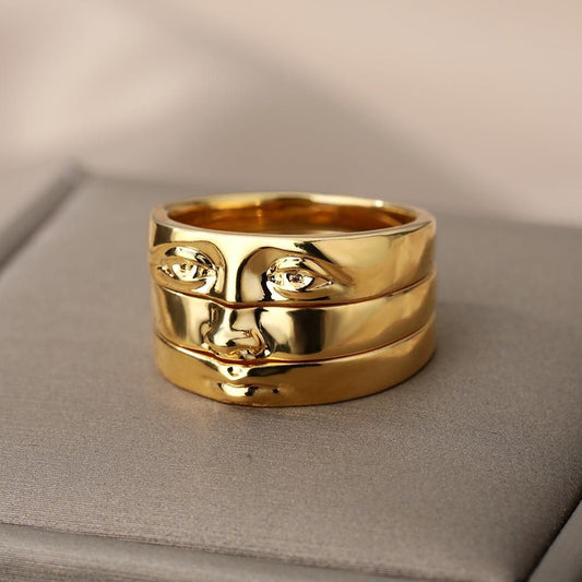 David Eye Rings For Women Gold Plated Vintage Fac