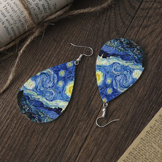 Double-sided Printing Starry Night Earrings On The Rhona River
