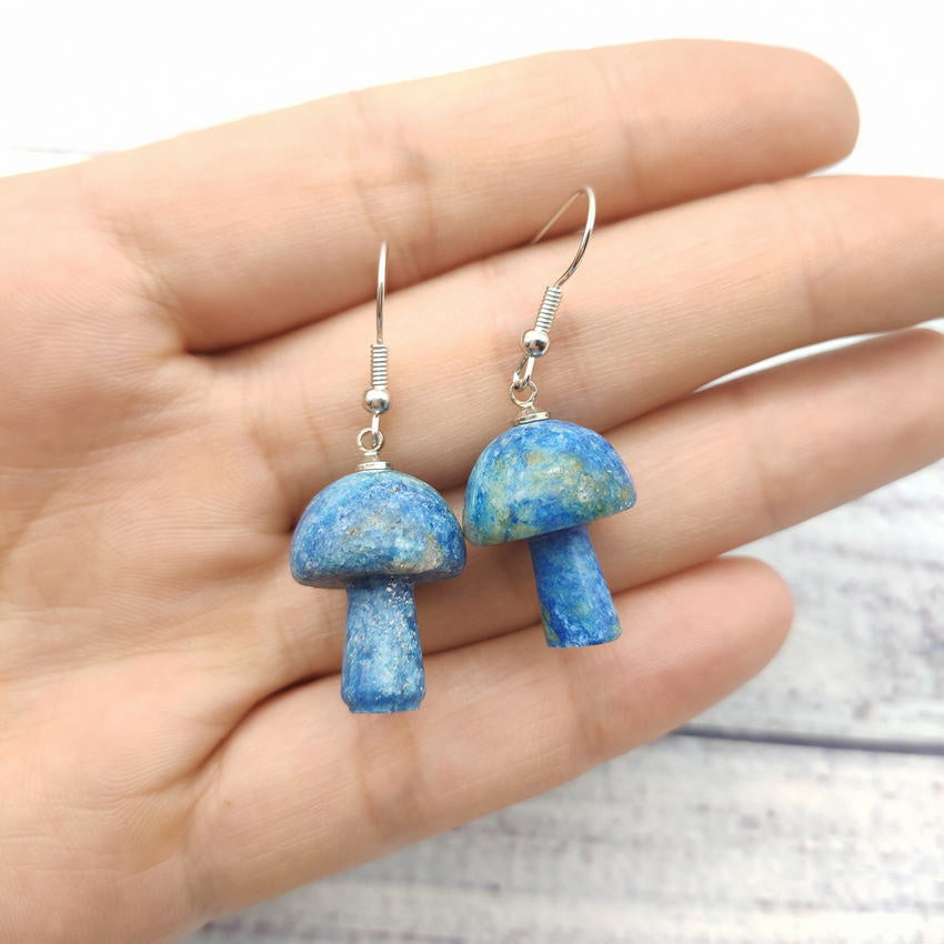 Personalized Simple Natural Stone Mushroom Shape Earrings