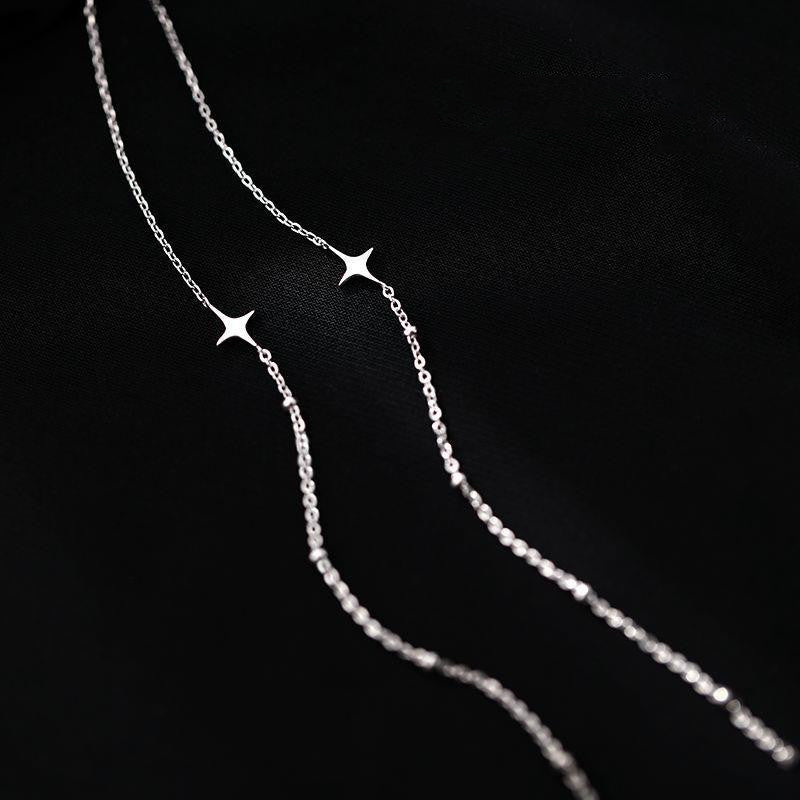 Simple And Niche Sterling Silver Four-pointed Star Ear Wire