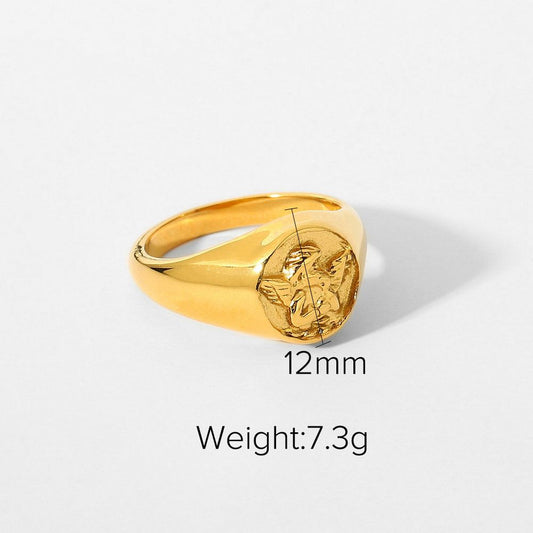 INS Wind Exquisite Round Angel Ring Waterproof Jewelry