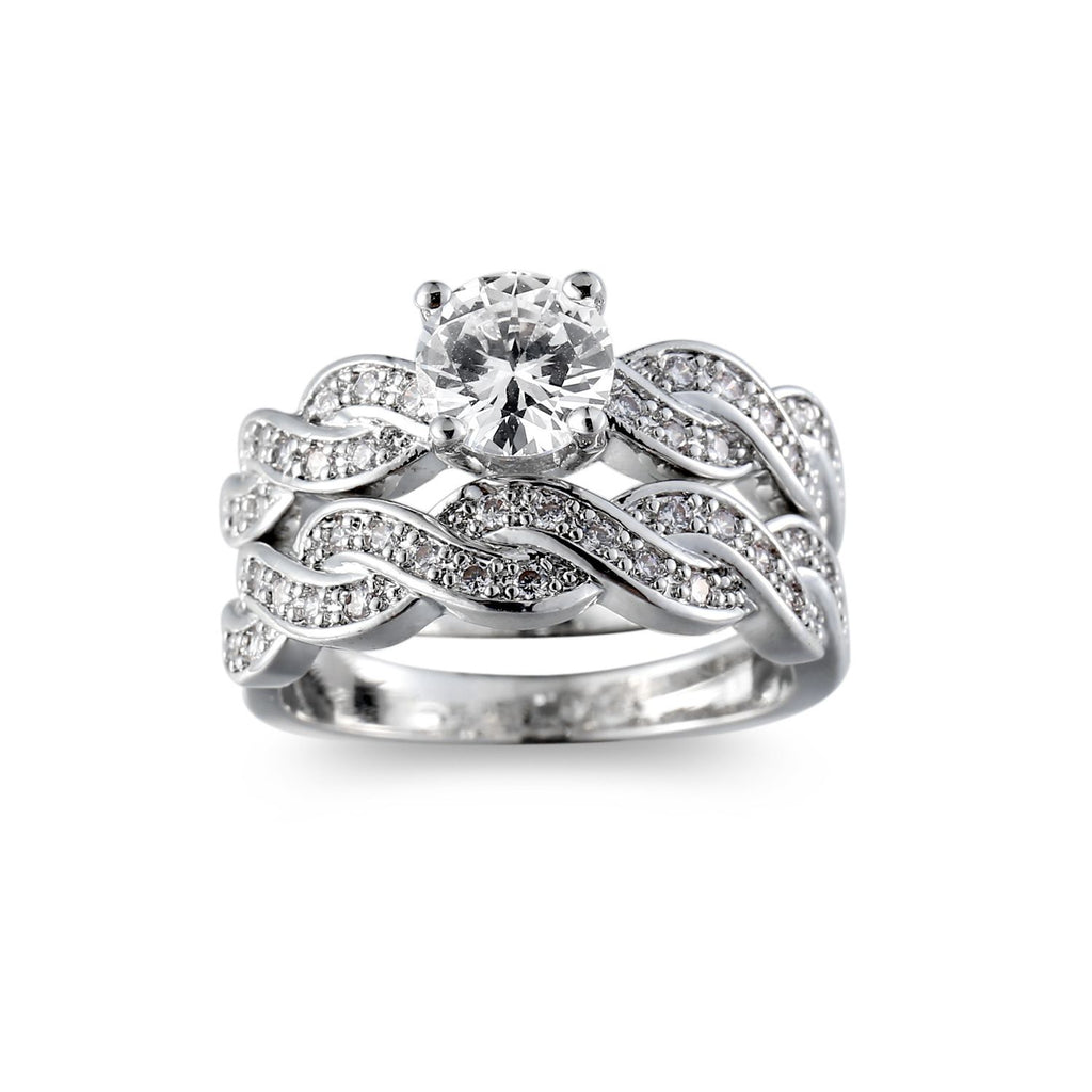 European And American White Zircon Couple Ring