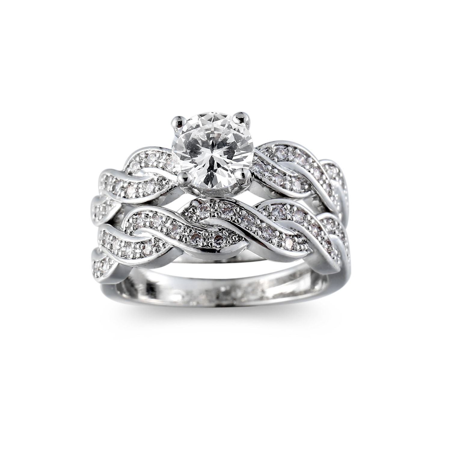 European And American White Zircon Couple Ring