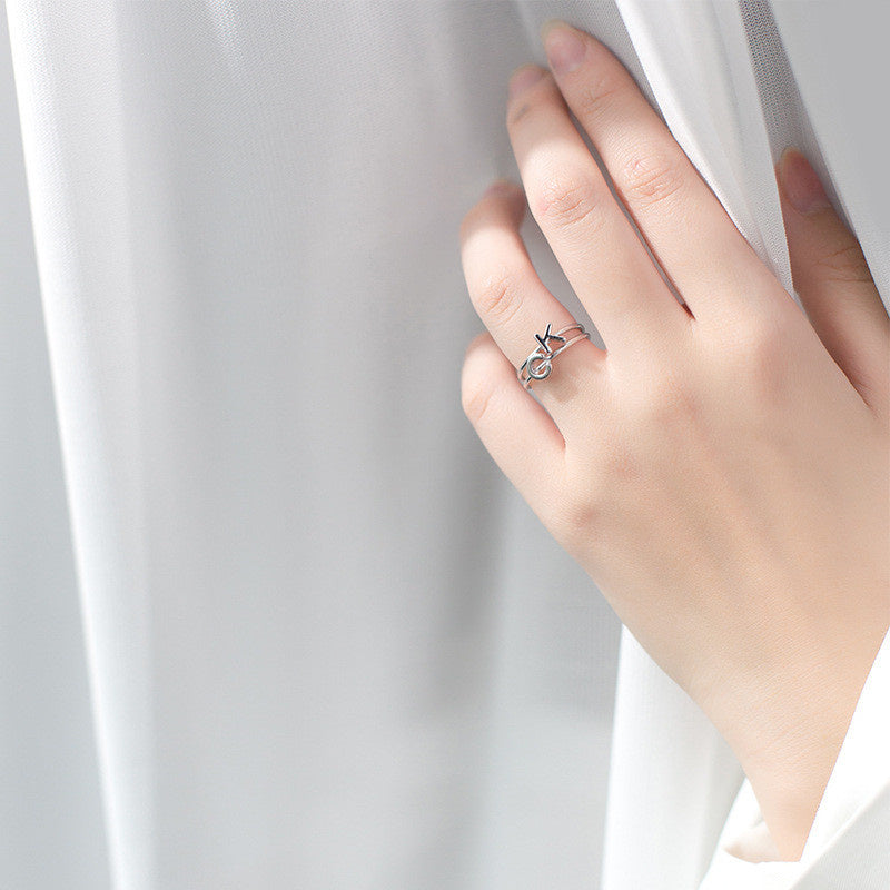 Women's Korean Style Literary Letter Ring