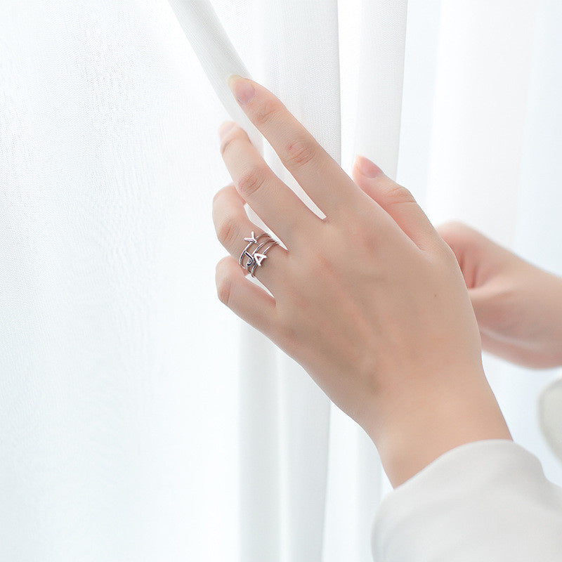Women's Korean Style Literary Letter Ring