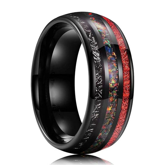Fashion Black Meteorite Tungsten Steel Ring
