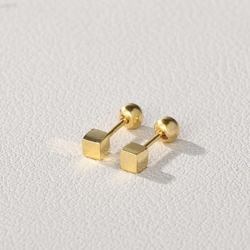 Ladies Square Screw Geometric Stud Earrings