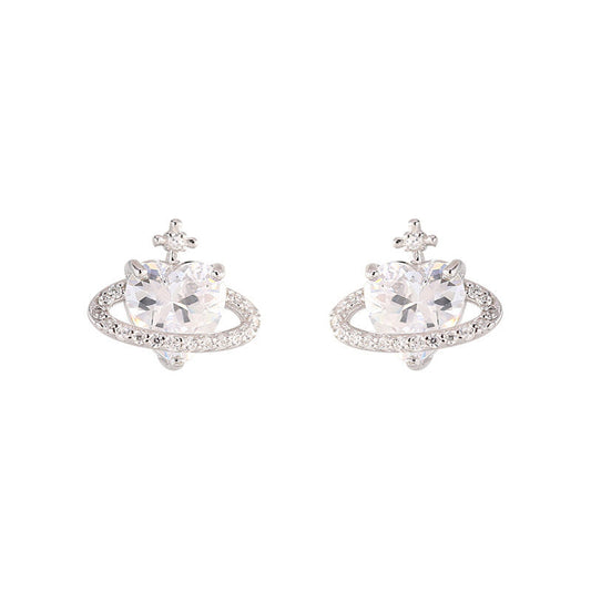 Planet Niche Cold Wind Super Full Of Diamond Earrings